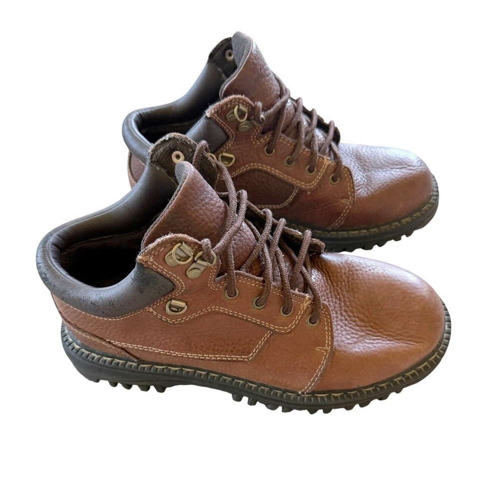 VTG Outland Mens Brown Leather Chukka Hiking Work Boots Size 9 Chunky Lug Sole